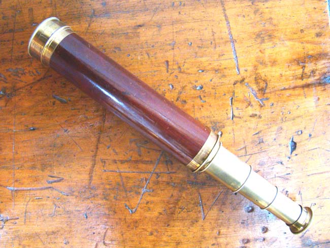 A Wonderful Civil War era three-draw Telescope with beautiful mahogany barrel circa 1860